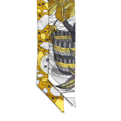 Hermes Silk La Danse Des Amazones Twilly Gris White Gold 2 of 4
