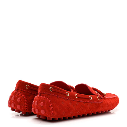 Louis Vuitton Suede Monogram Gloria Loafers 39 Rouge 4 of 8