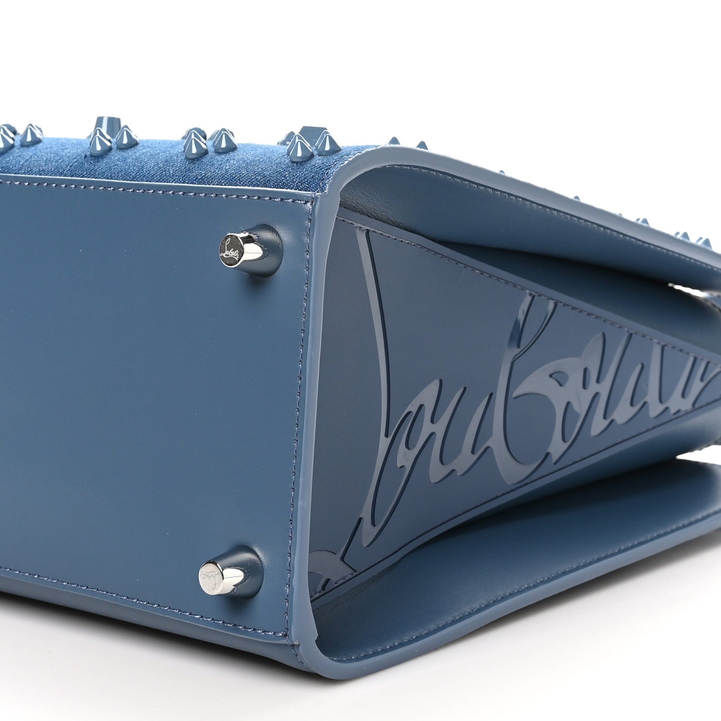 Denim Calfskin Studded Loubinthesky Medium Paloma Blue
