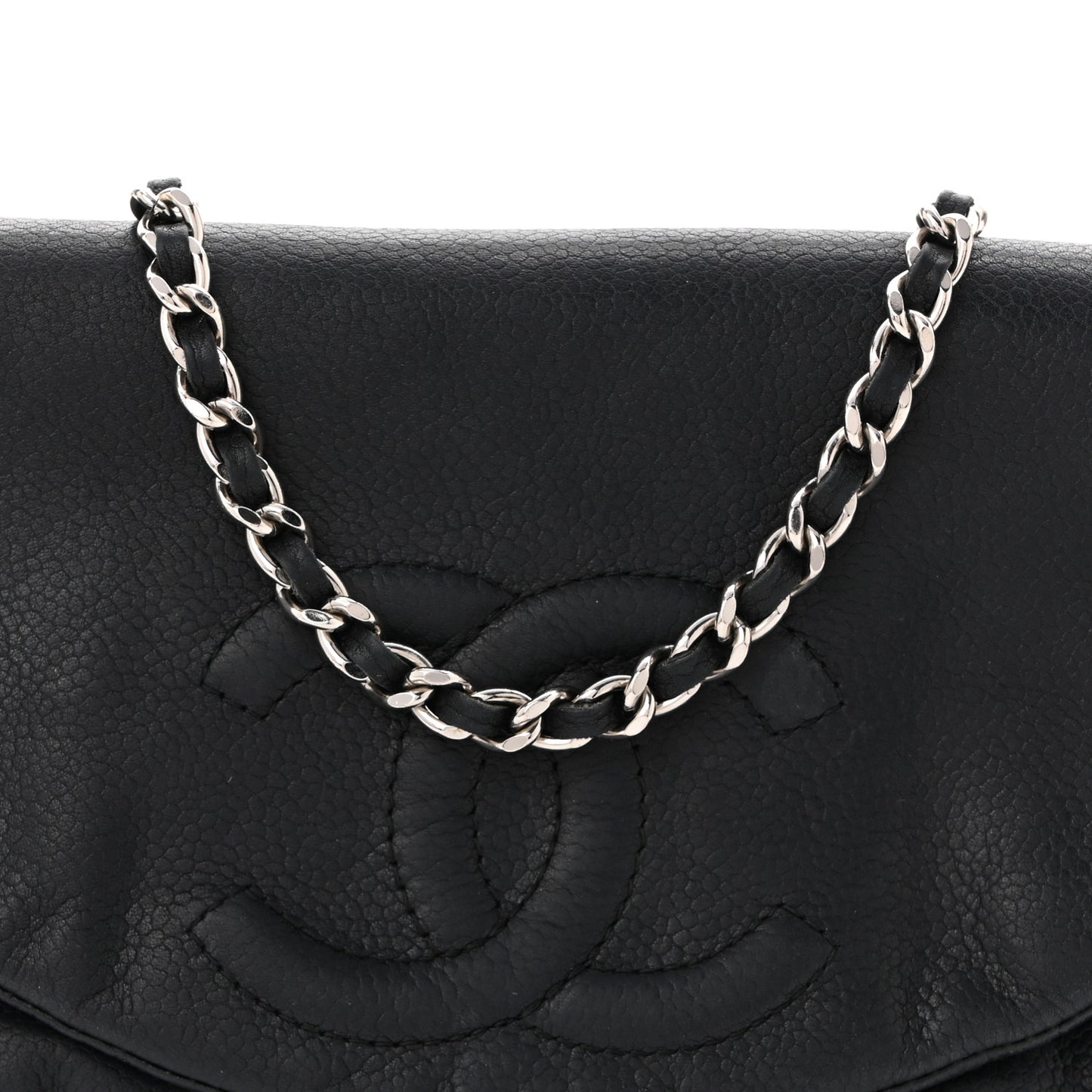 Lambskin Half Moon Wallet On Chain WOC Black
