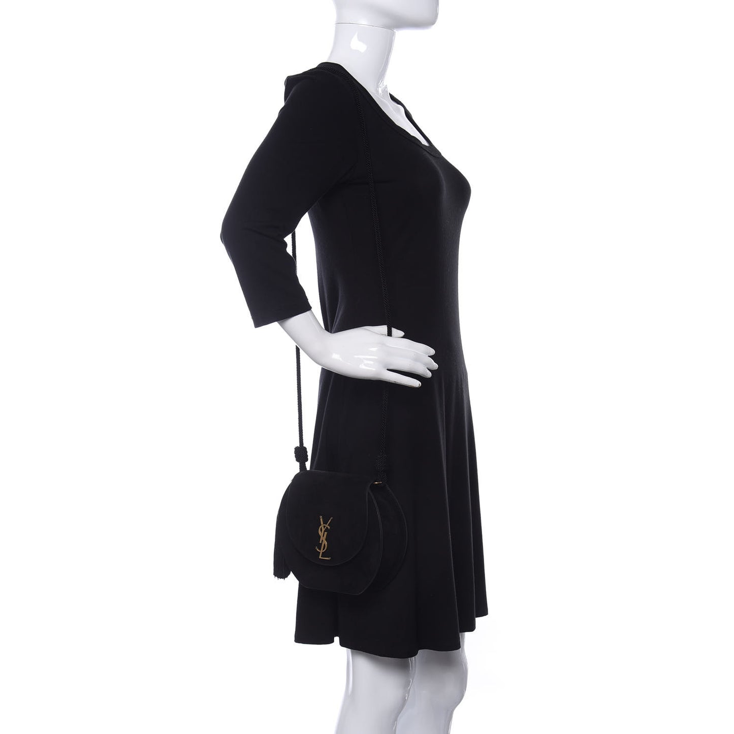 Suede Tassel Demie Lune Minaudiere Black
