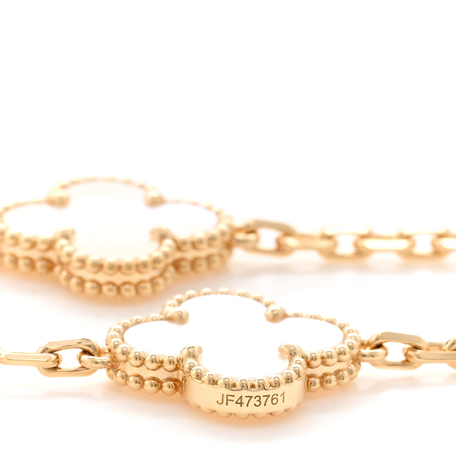 Van Cleef & Arpels 18K Yellow Gold Mother of Pearl 10 Motifs Vintage Alhambra Necklace 5 of 5