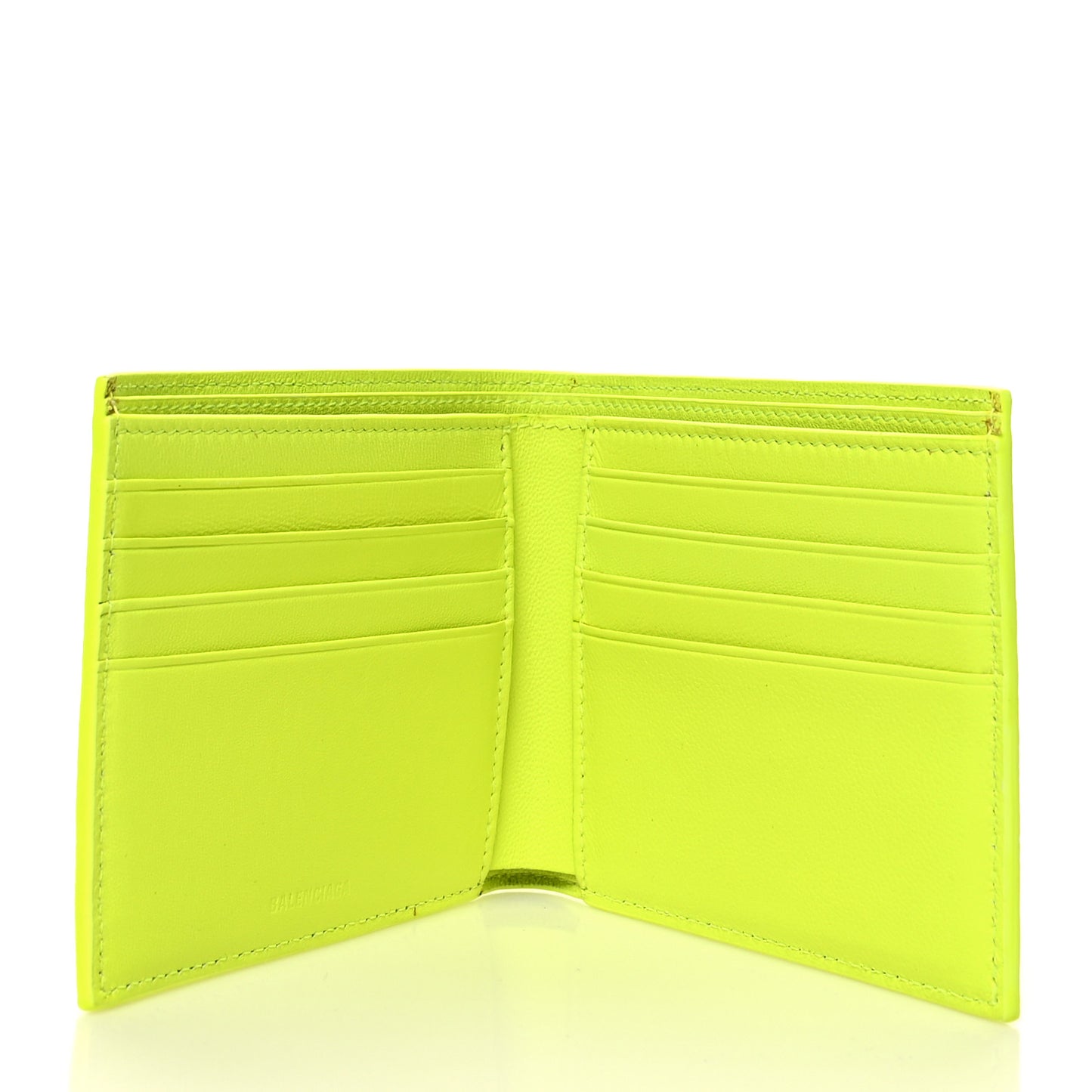 Grained Calfskin Logo Cash Square Bi-Fold Wallet Fluo Yellow Black