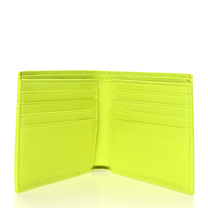 Balenciaga Grained Calfskin Logo Cash Square Bi-Fold Wallet Fluo Yellow Black 5 of 8