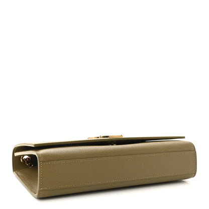 Saint Laurent Grain De Poudre Medium Monogram Kate Satchel Hazel Green 4 of 9