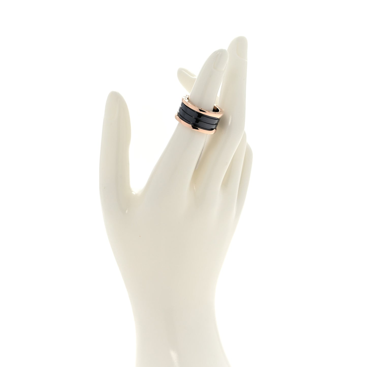 18K Rose Gold Black Ceramic B.Zero1 Four-Band Ring 57 8