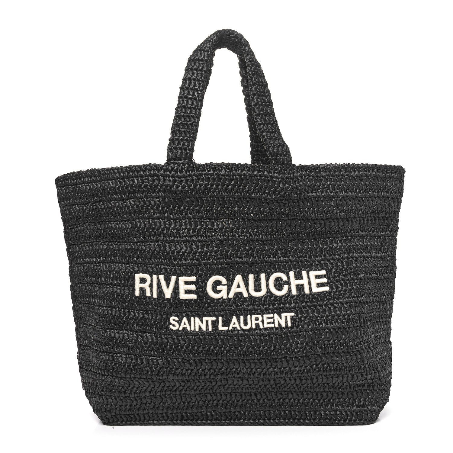 Saint Laurent Raffia Rive Gauche Tote Black 1 of 10