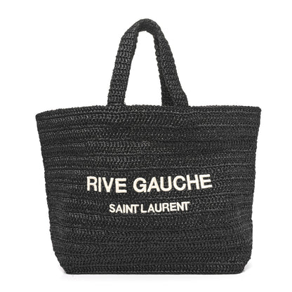 Saint Laurent Raffia Rive Gauche Tote Black 1 of 10