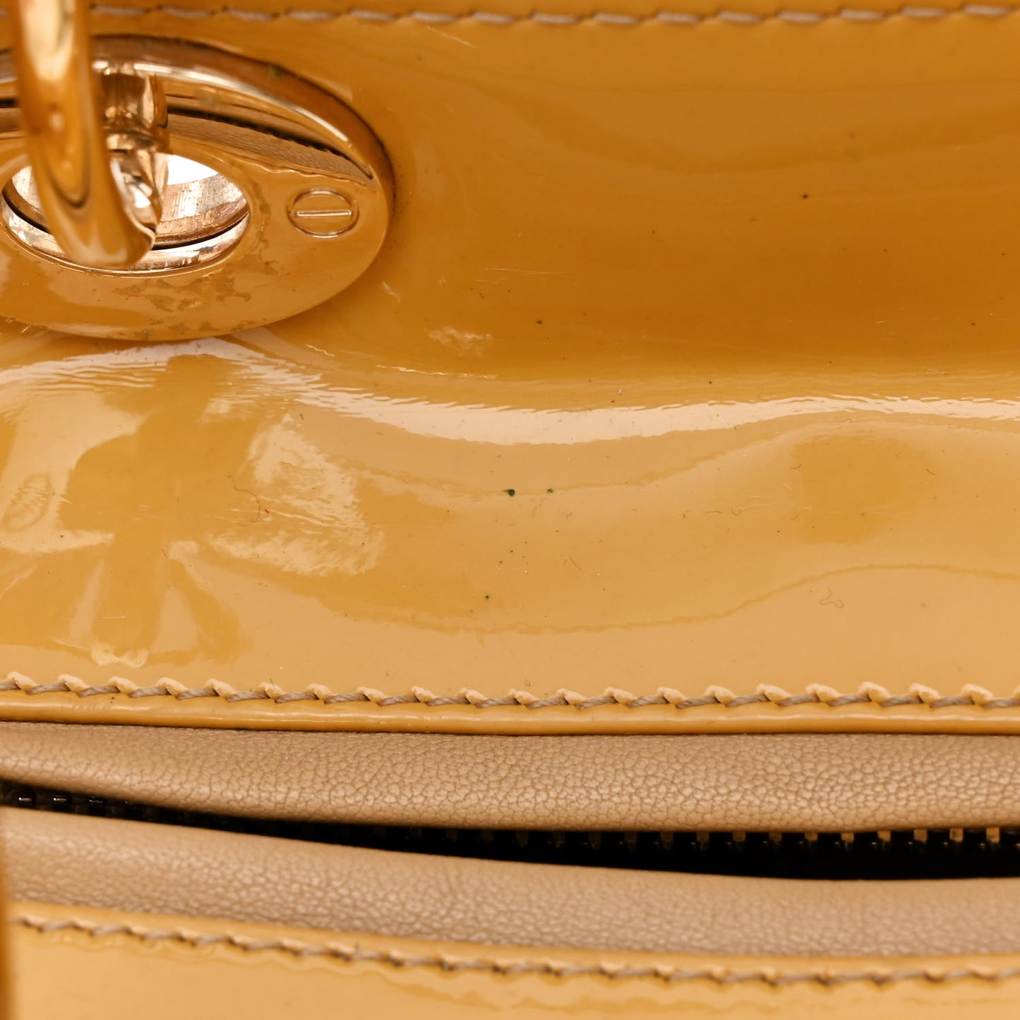 Patent Cannage Medium Lady Dior Beige
