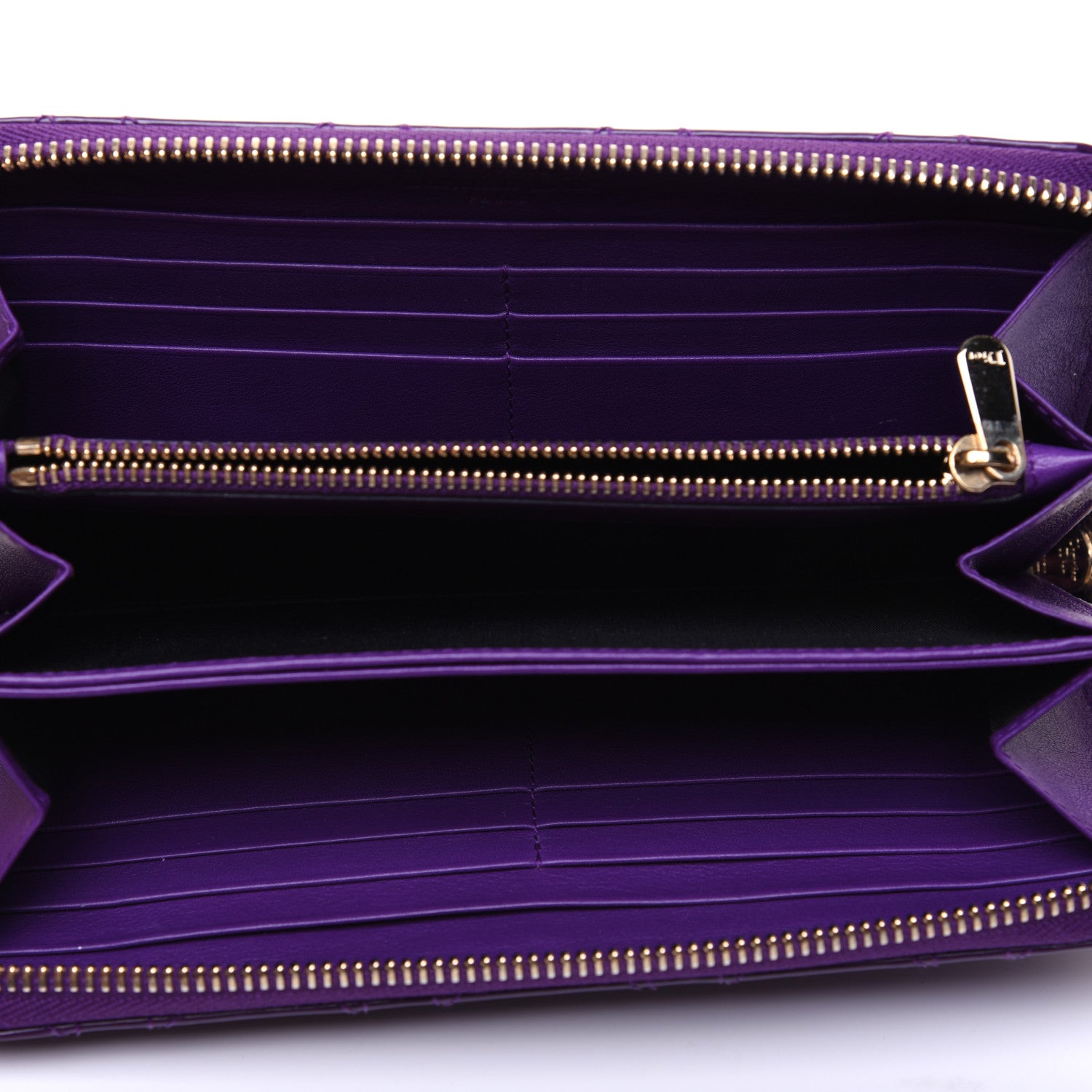 Christian Dior Patent Cannage Voyageur Zip Around Wallet Purple 5 of 12