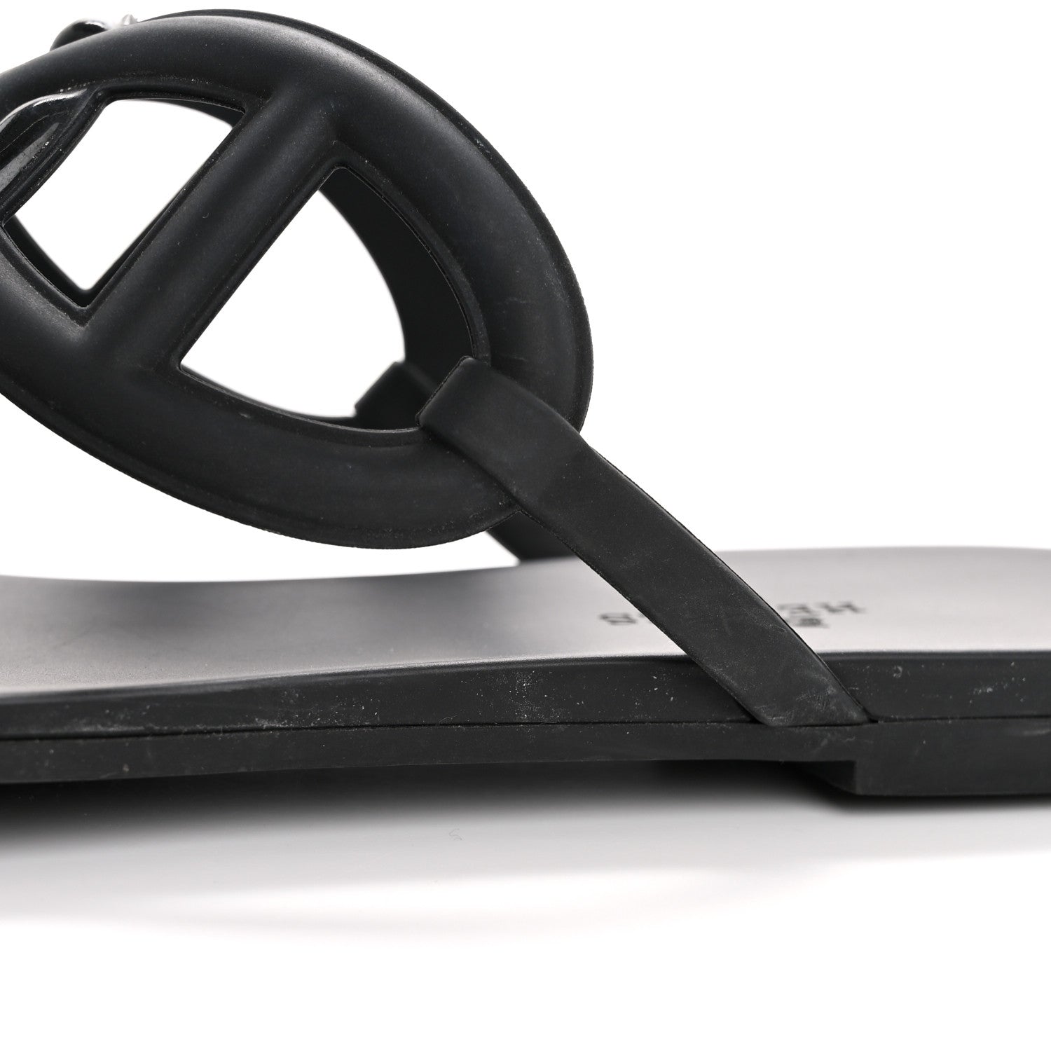 Hermes Rubber Womens Egerie Sandals 39 Black 10 of 12