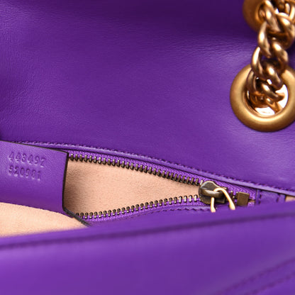 Gucci Calfskin Matelasse Small GG Marmont Shoulder Bag Shine Purple 8 of 15