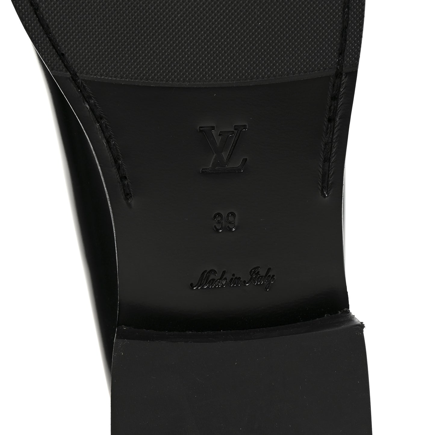 Glazed Calfskin Chess Flat Loafers 39 Black