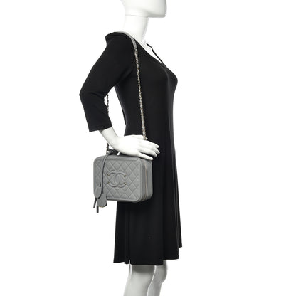 Chanel Caviar Quilted Medium CC Filigree Vanity Case Grey 2 of 11