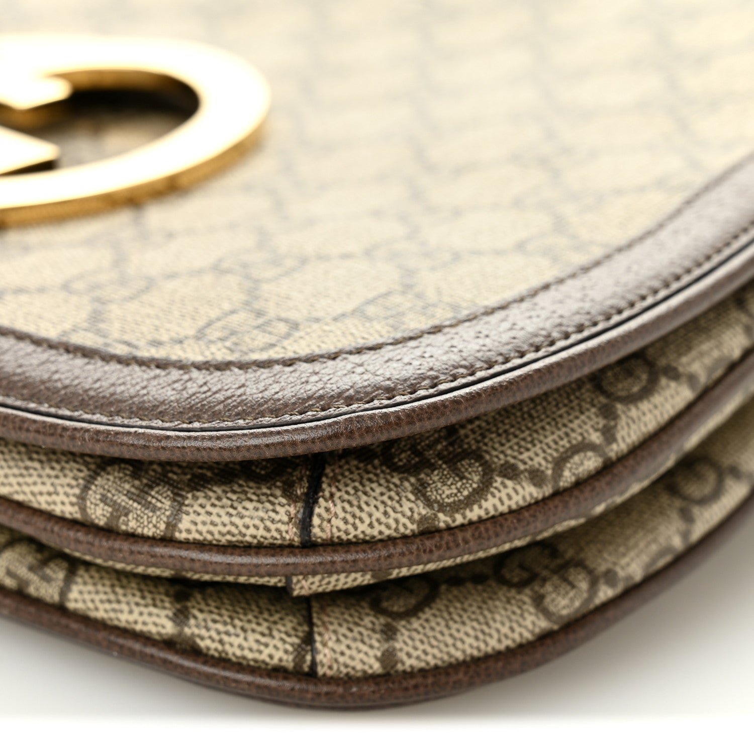 Gucci GG Supreme Monogram Textured Dollar Calfskin Web Medium Blondie Top Handle Shoulder Flap Bag Beige Ebony New Acero 10 of 11