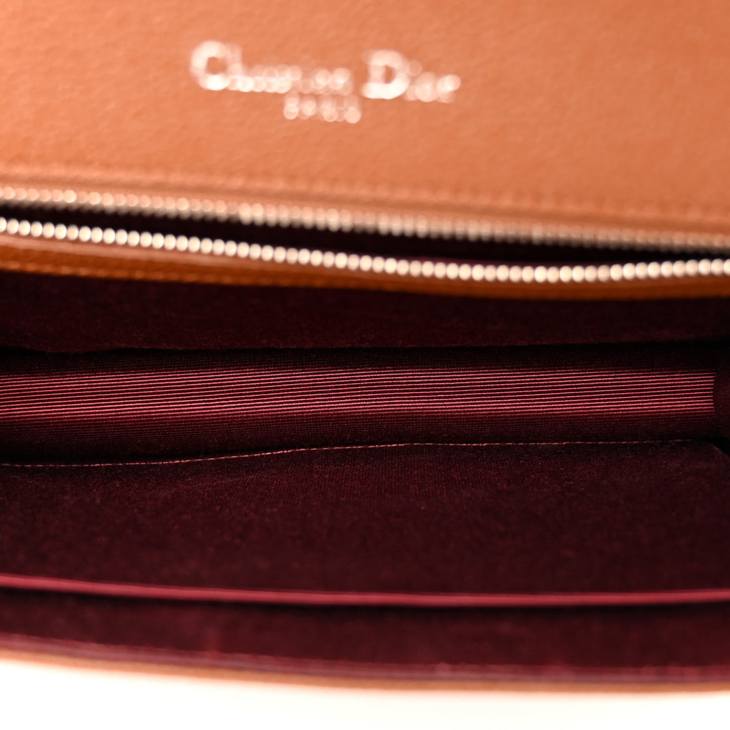 Grained Calfskin Medium Diorama Flap Bag Brown