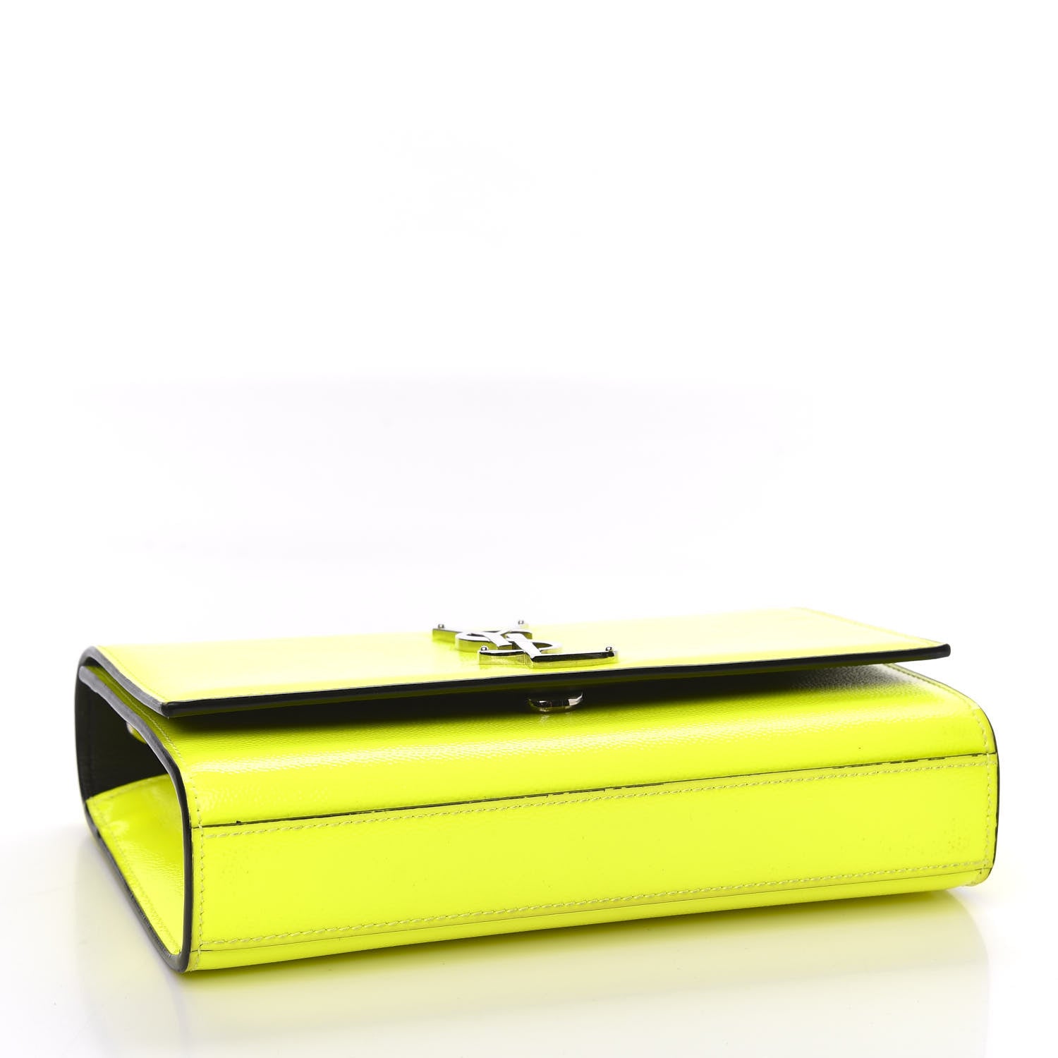 Saint Laurent Patent Grain de Poudre Small Monogram Kate Satchel Neon Yellow 3 of 8
