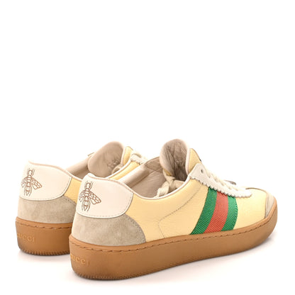 Gucci Calfskin Suede Web Womens G74 Sneakers 35 Oatmeal Burro New Mystic White 5 of 11