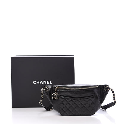 Chanel Crumpled Glazed Lambskin Quilted Waist Bag Fanny Pack Black 10 of 10