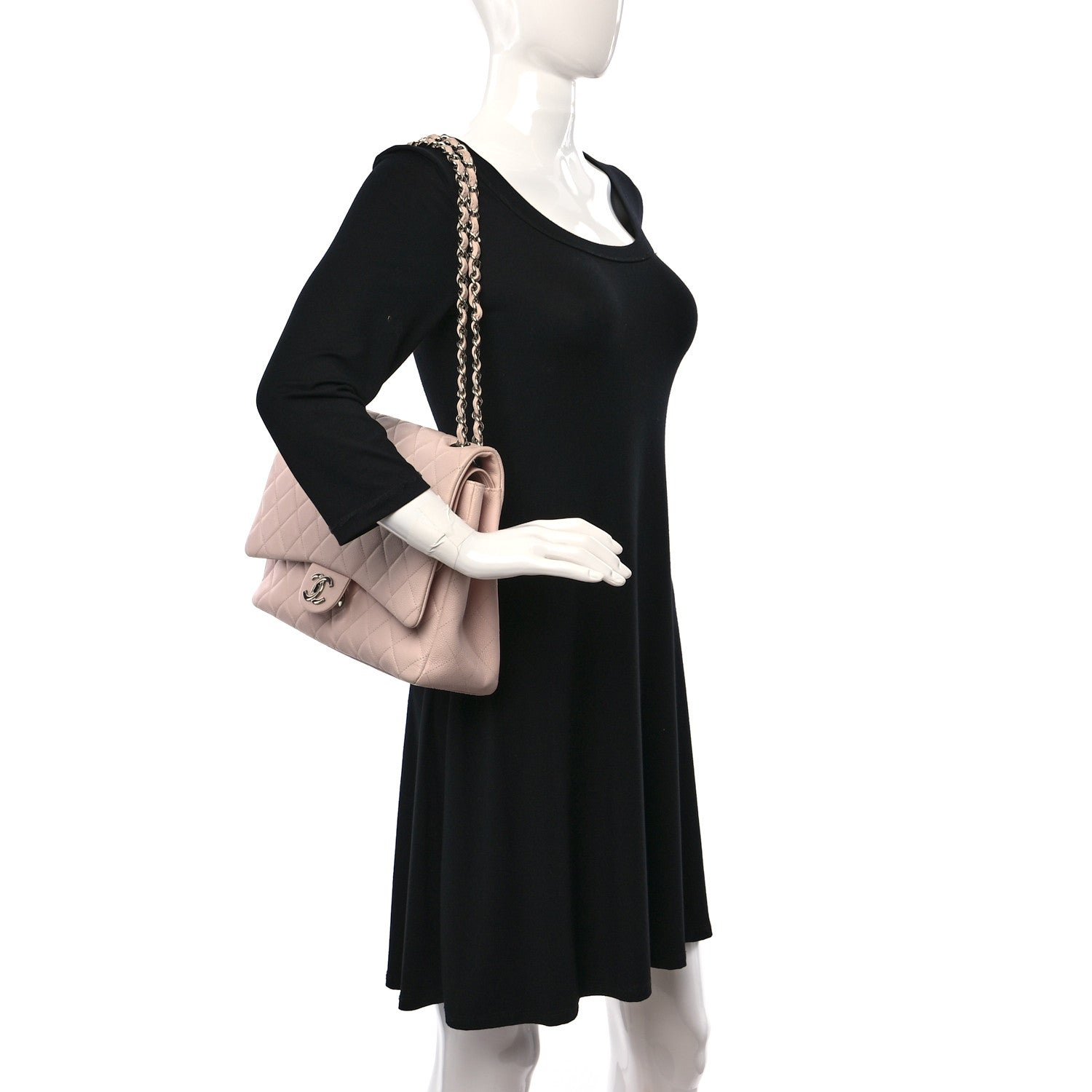 Chanel Caviar Maxi Double Flap Light Pink 2 of 9