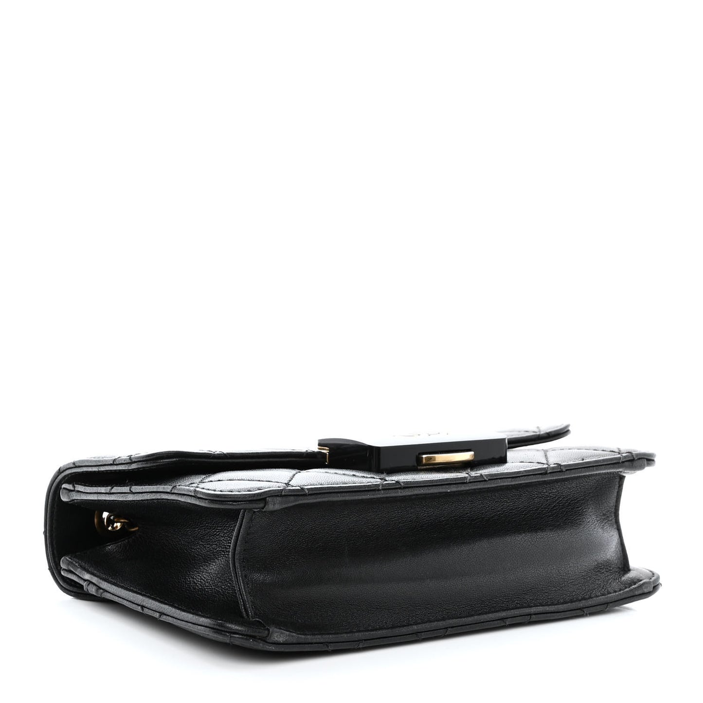 Sheepskin Quilted Mini Beauty Lock Flap Black