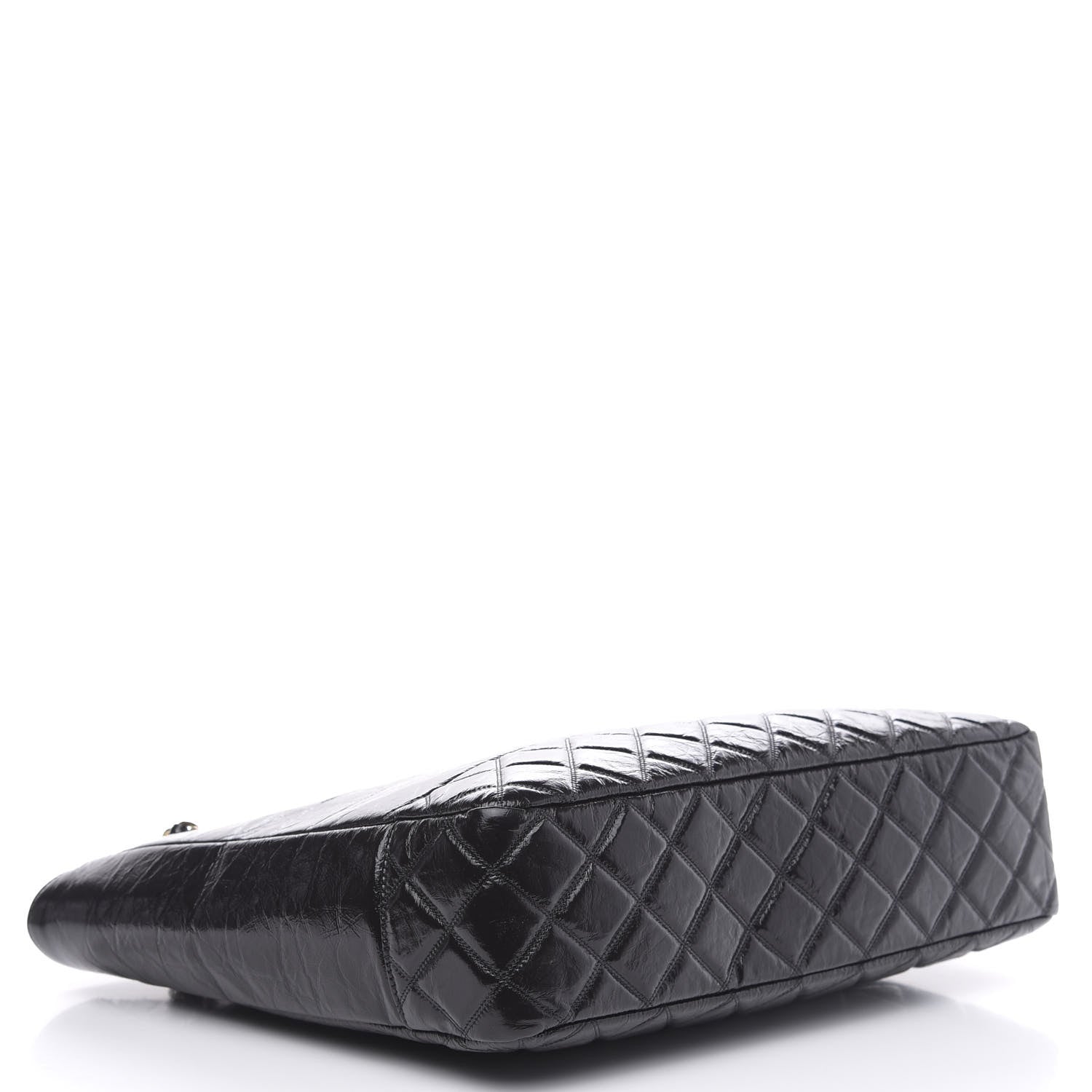 Chanel Shiny Aged Calfskin Quilted Large Shopping Bag Black 4 of 10