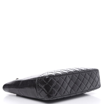 Chanel Shiny Aged Calfskin Quilted Large Shopping Bag Black 4 of 10