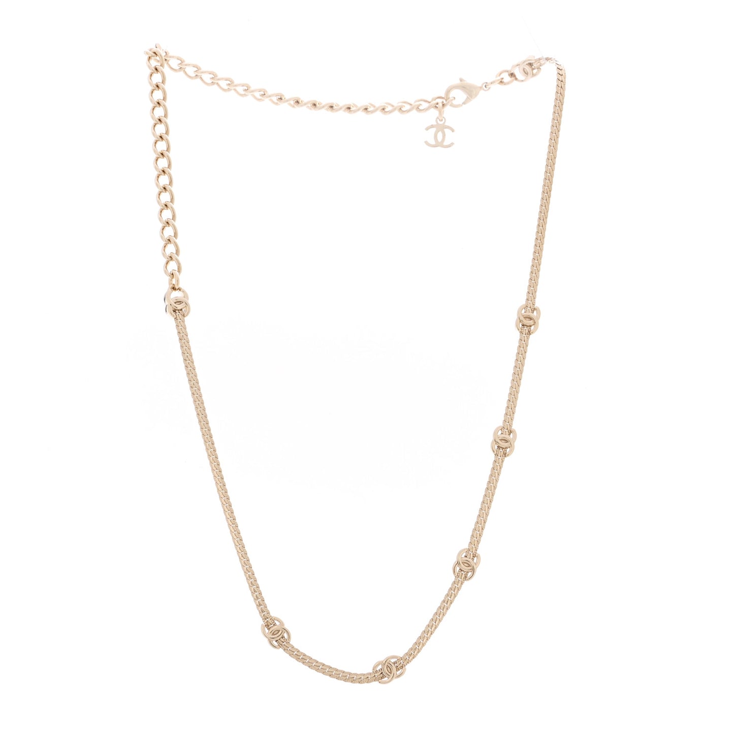 Metal CC Short Chain Necklace Gold