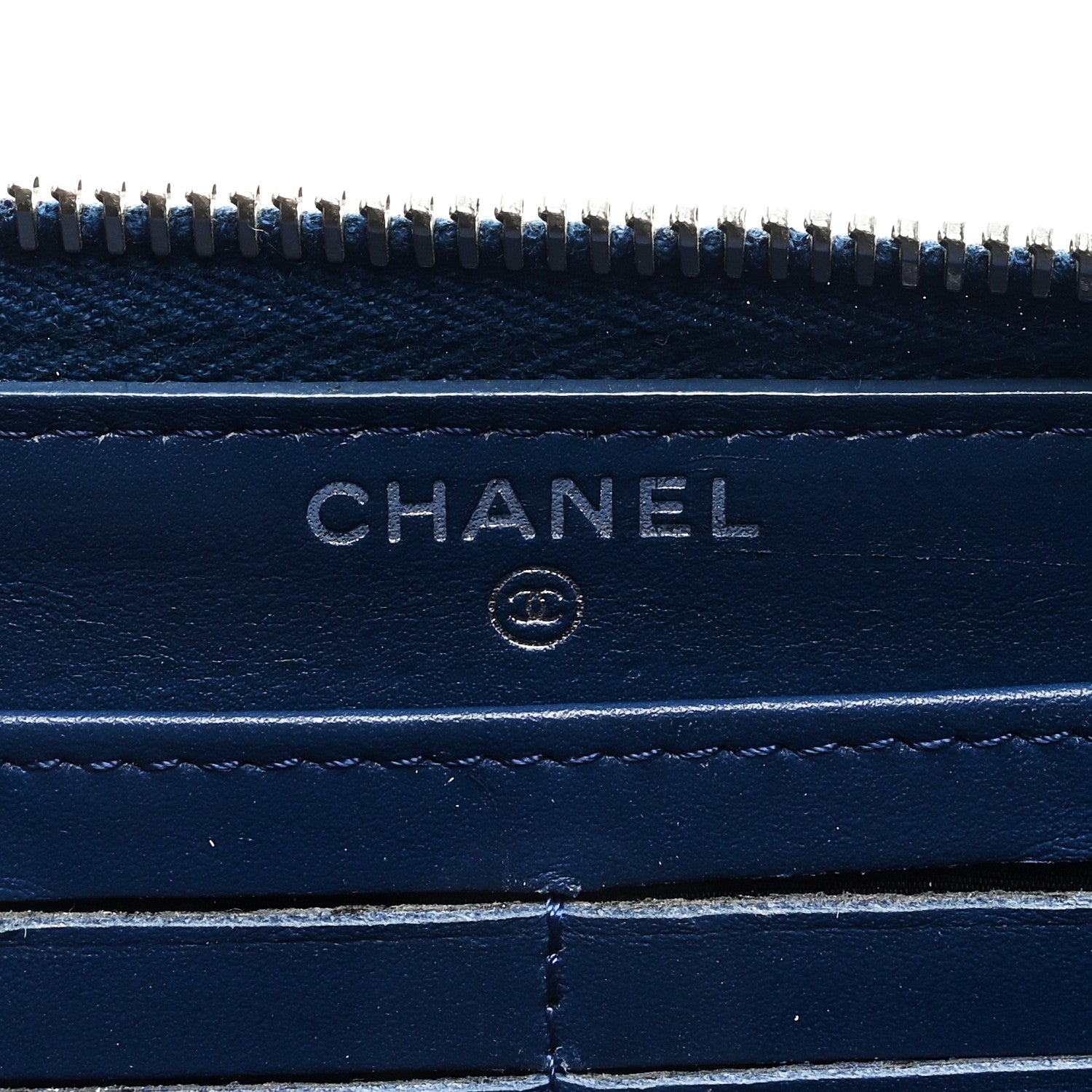 Chanel Caviar Quilted Large Gusset Zip Around Wallet Blue 6 of 7