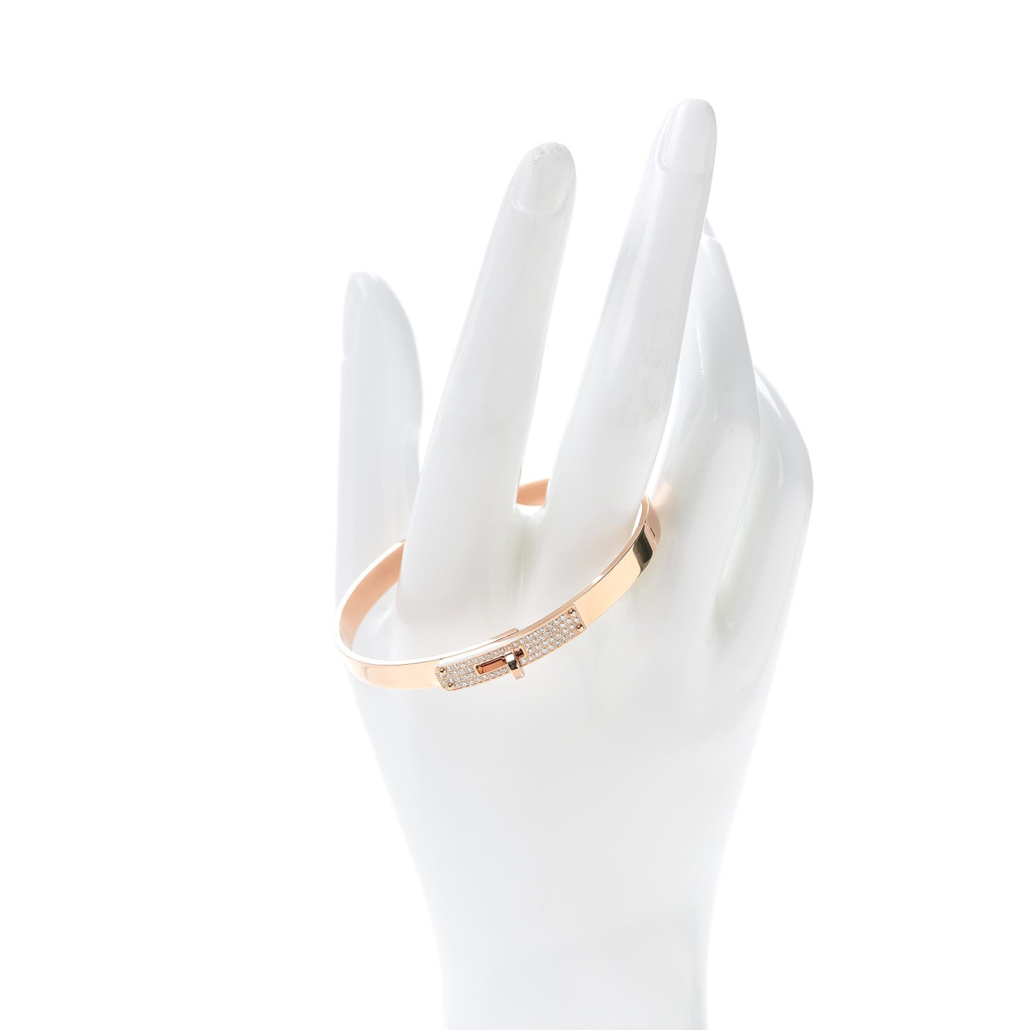 Hermes 18K Rose Gold Diamond PM Kelly Pave Bracelet SH 2 of 4