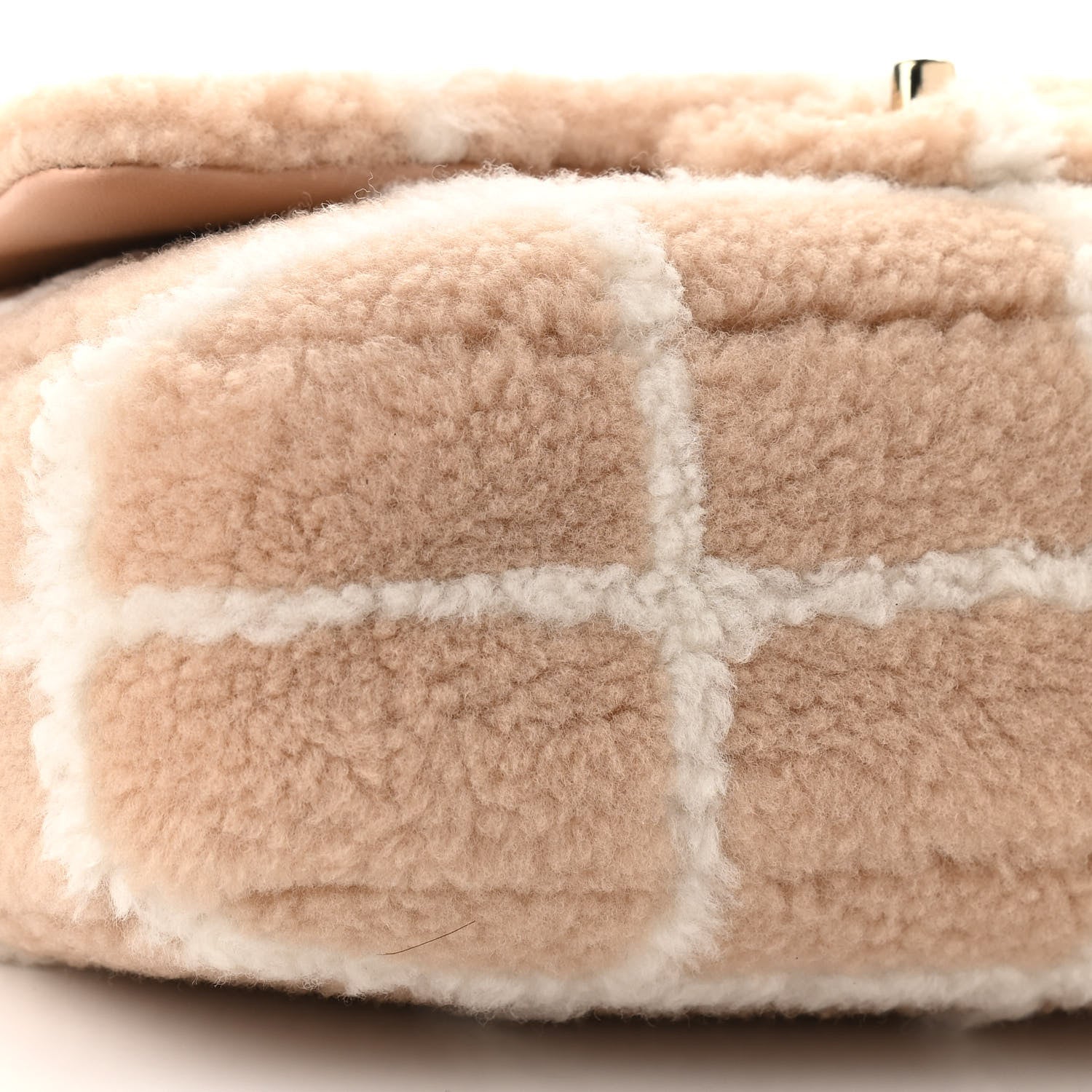 Chanel Shearling Lambskin Large Fluffy Tartan Single Flap Beige White 9 of 10