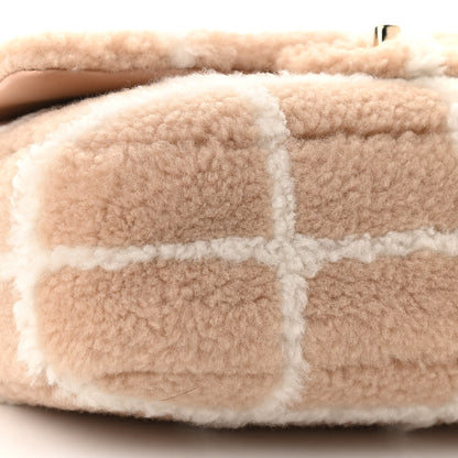 Chanel Shearling Lambskin Large Fluffy Tartan Single Flap Beige White 9 of 10