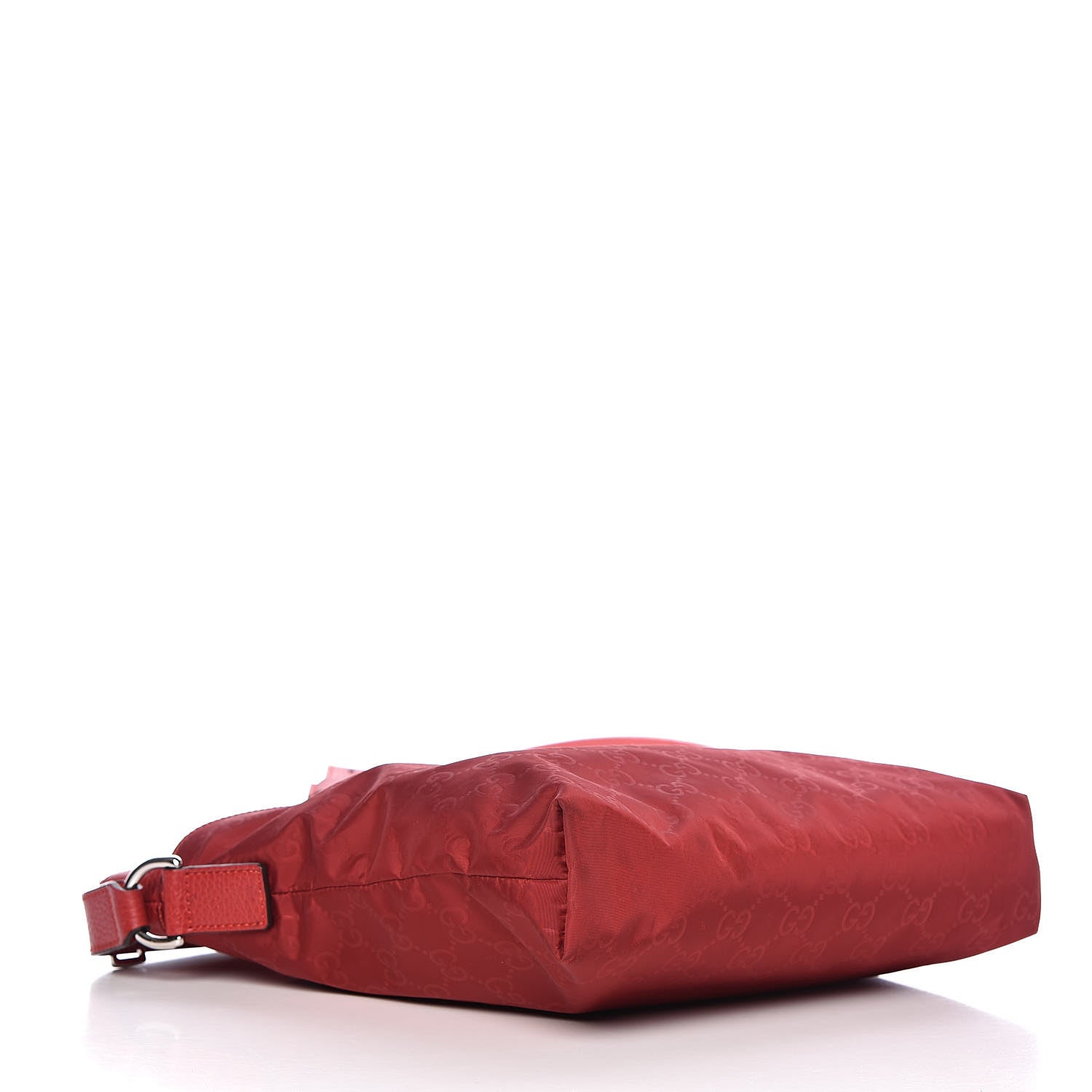 Gucci Nylon Monogram Dollar Calfskin Flat Messenger Bag Vibrant Red 4 of 11