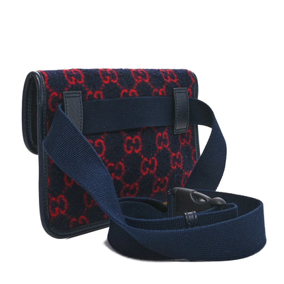 Gucci Covered Wool GG Monogram Slim Belt Bag Navy Red 3 of 10