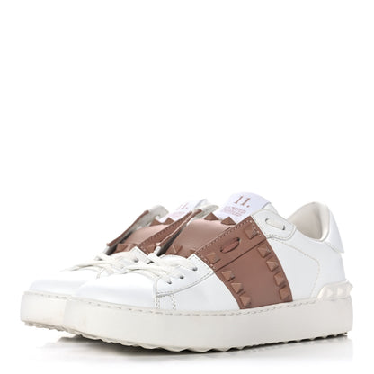 Valentino Garavani Calfskin Rockstud Untitled Open Sneakers 35 White Rose Cannelle 3 of 12