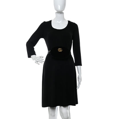 Gucci Velvet Matelasse GG Marmont Belt Bag 85 34 Black 2 of 9