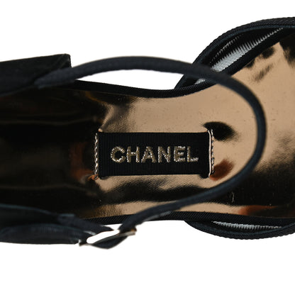 Chanel Mesh Grosgrain Cap Toe CC Flats 37 Black 9 of 12