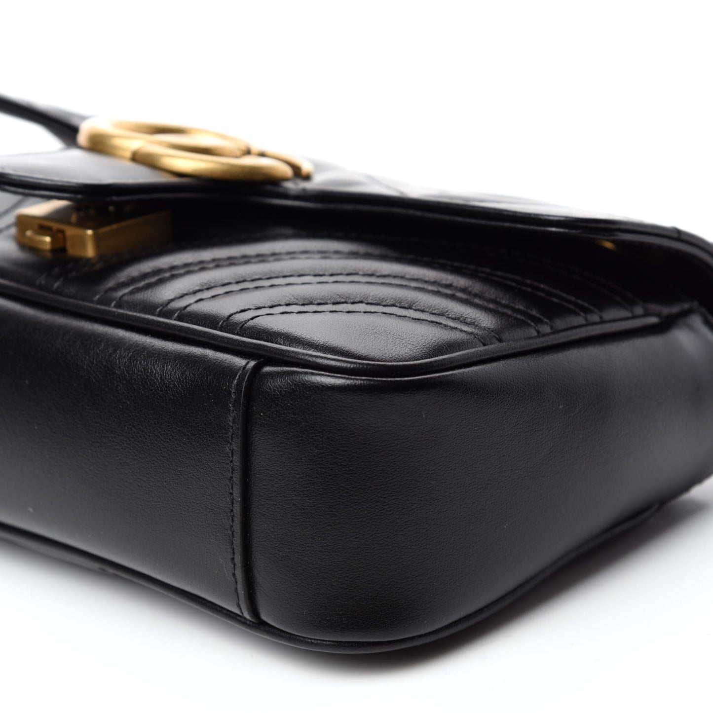 Calfskin Matelasse Mini GG Marmont Shoulder Bag Black