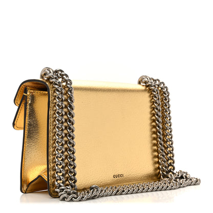 Gucci Metallic Textured Calfskin Crystal Small Dionysus Shoulder Bag Gold 3 of 11