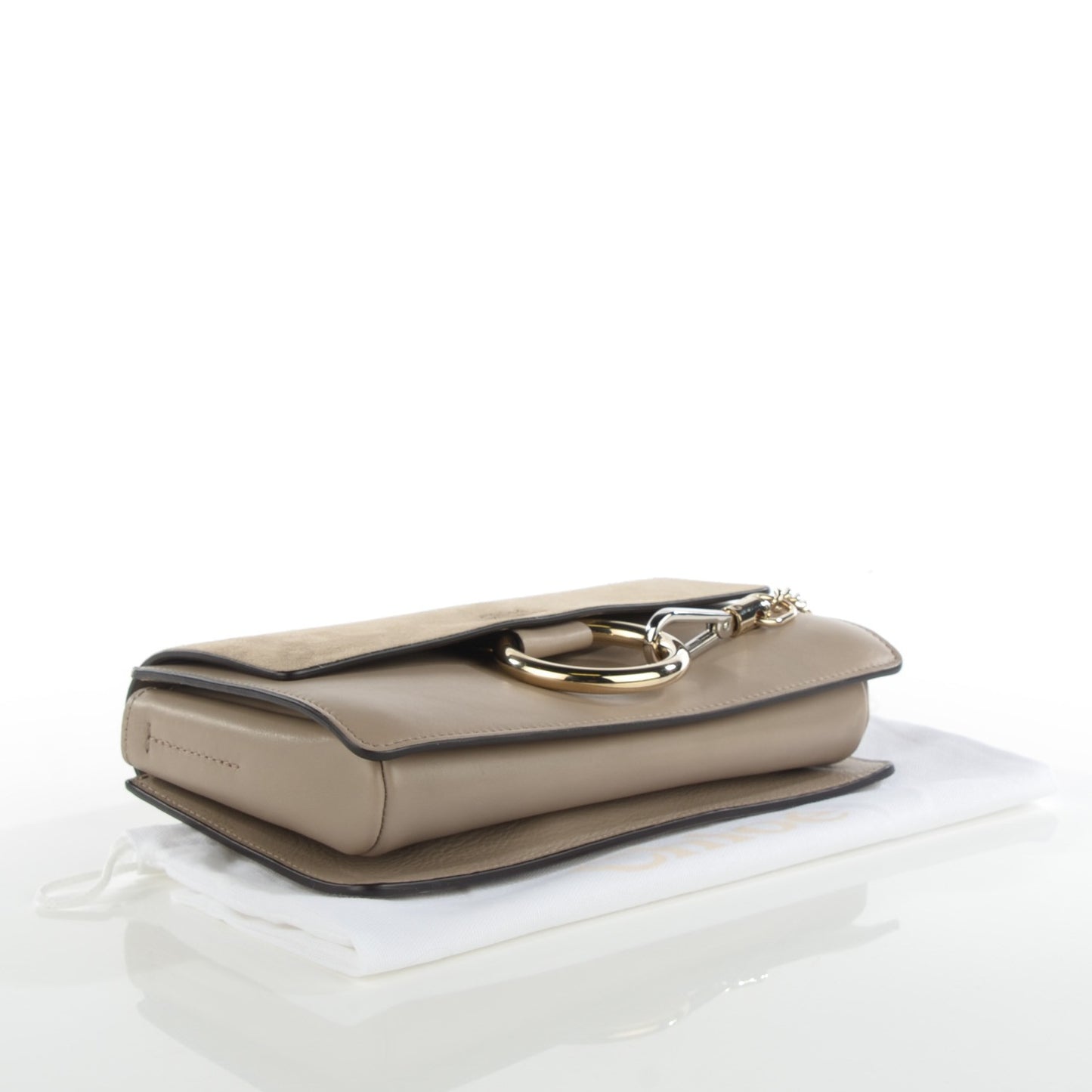 Suede Calfskin Small Faye Shoulder Bag Motty Grey