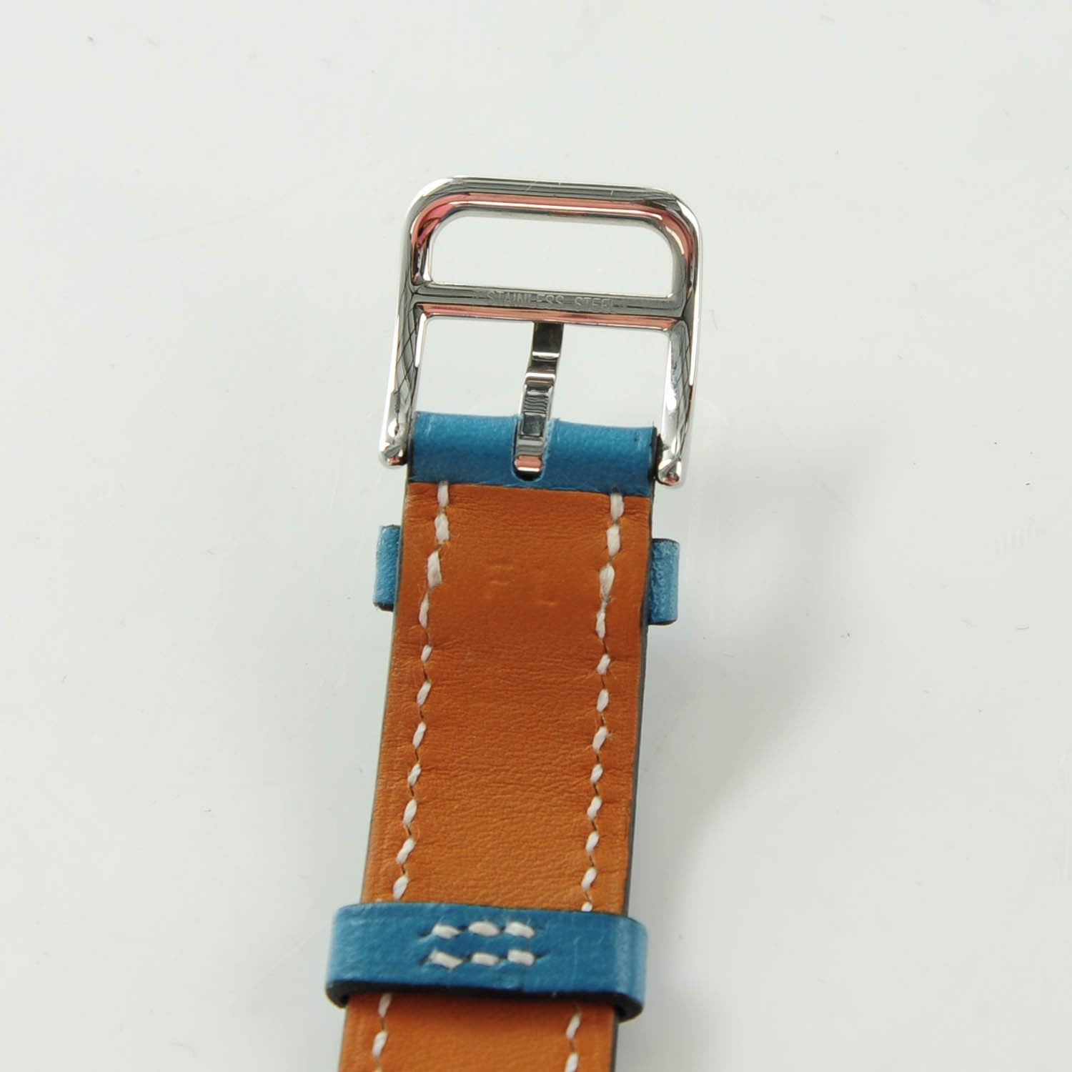 Hermes Stainless Steel Swift 21mm Heure H Hour Double Tour Quartz Watch Blue Jean 2 of 12