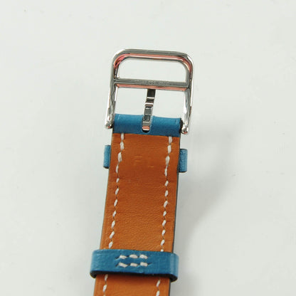 Hermes Stainless Steel Swift 21mm Heure H Hour Double Tour Quartz Watch Blue Jean 2 of 12