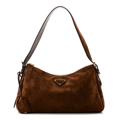 Prada Scamosciato Suede Medium Aimee Shoulder Bag Cacao 1 of 10