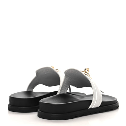 Hermes Calfskin Womens Empire Sandals 37 White 5 of 9
