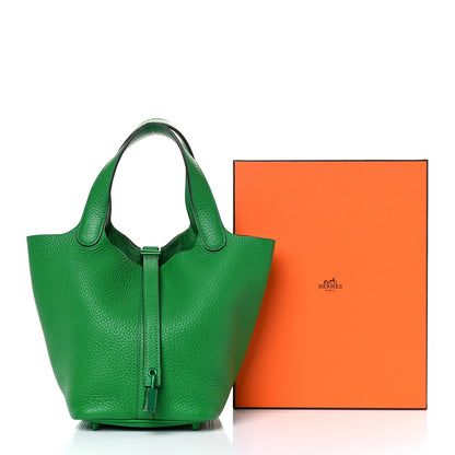 Hermes Taurillon Clemence Monochrome Picotin Lock 18 PM Bambou 12 of 12
