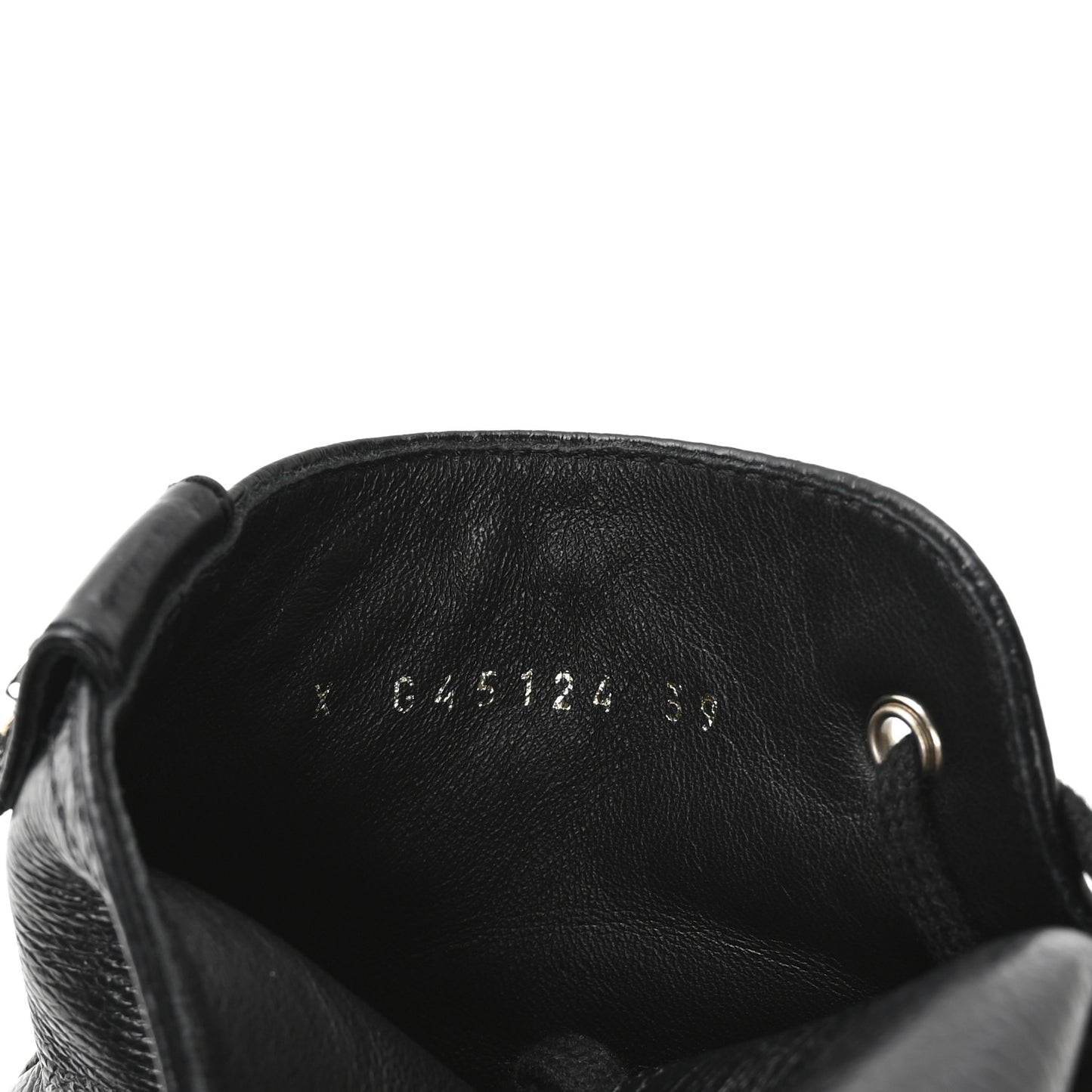 Grained Calfskin Shiny Calfskin CC Lace Up Combat Boots 39 Black