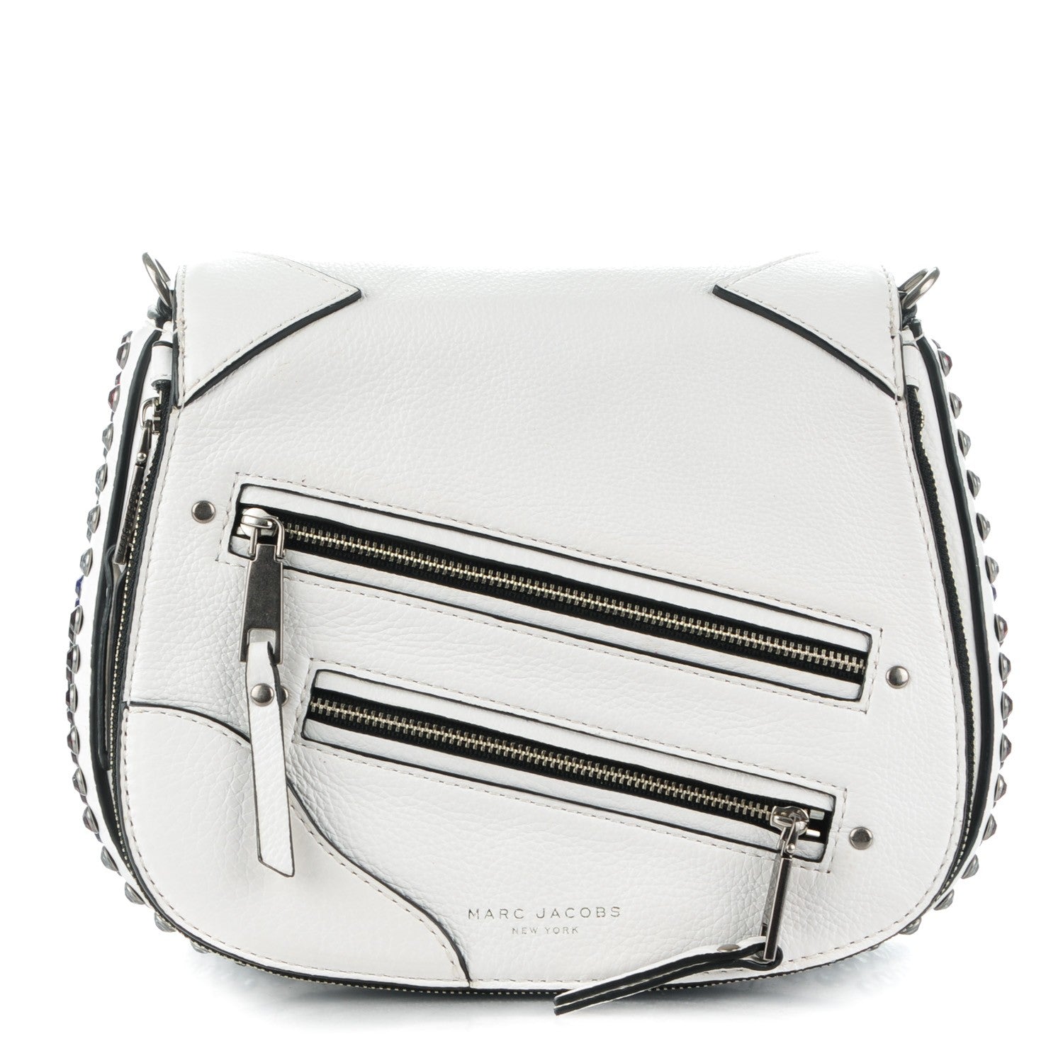 Marc Jacobs Calfskin Crystal Studded Small Pretty Young Thing Saddle Bag Star White 1 of 7