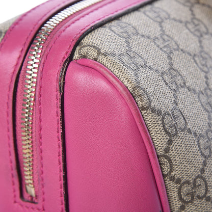Gucci GG Supreme Monogram Medium Boston Beige Hibiscus Red New Rosette 15 of 33