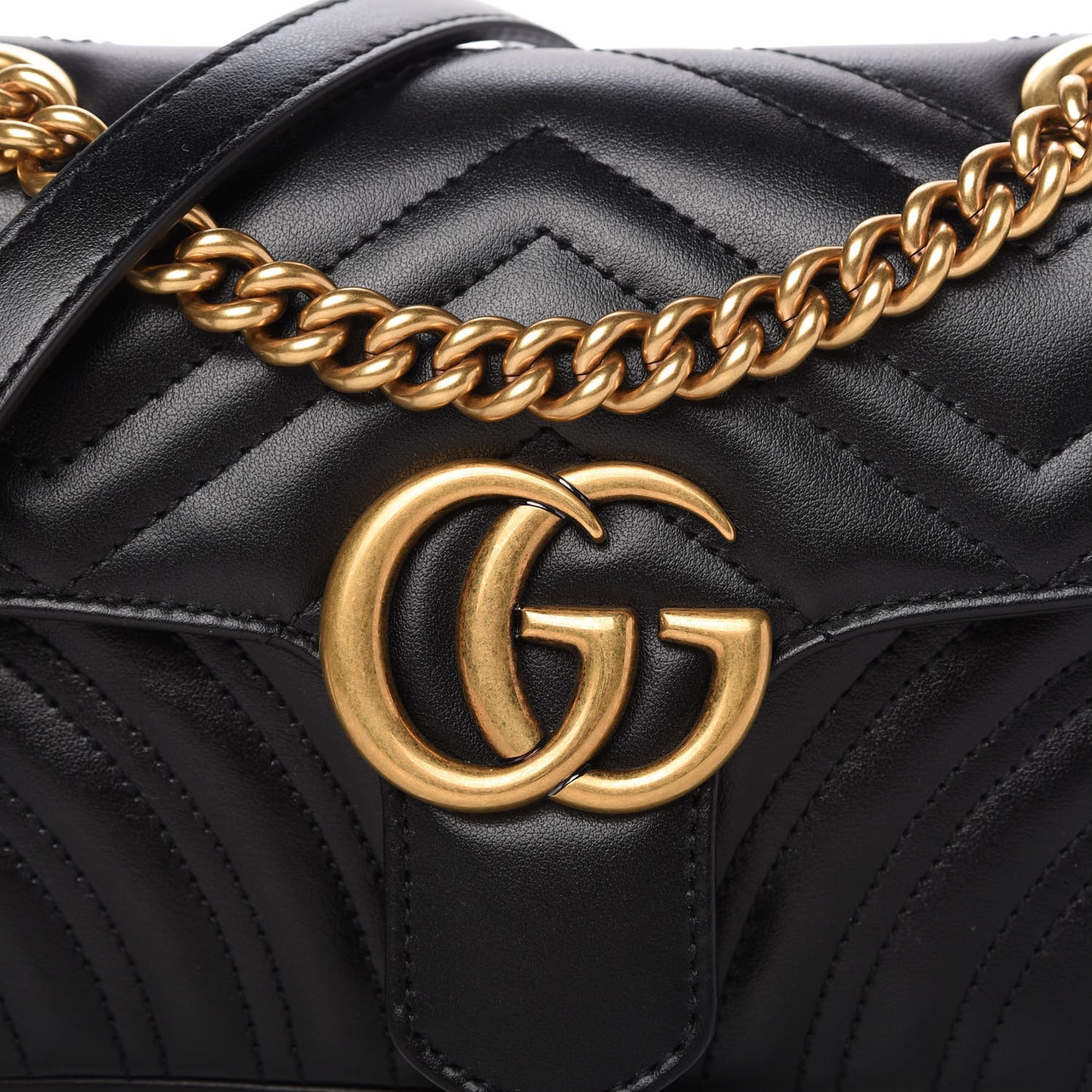 Calfskin Matelasse Mini GG Marmont Shoulder Bag Black