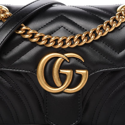 Gucci Calfskin Matelasse Mini GG Marmont Shoulder Bag Black 10 of 11